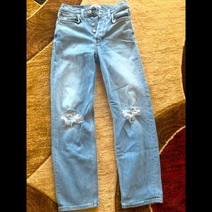 Re/Done 70’s Stove Pipe Light Destroyed Jeans